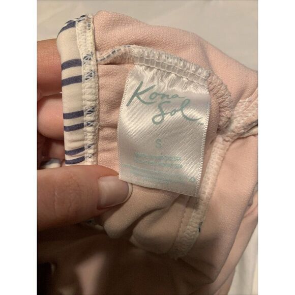Kona Sol Blue White Striped One Piece Bathingsuit Swimsuit Small - Picture 3 of 5